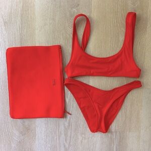 Triangl Red 2 Piece Bikini Swimsuit with Neoprene Bag S/XXS